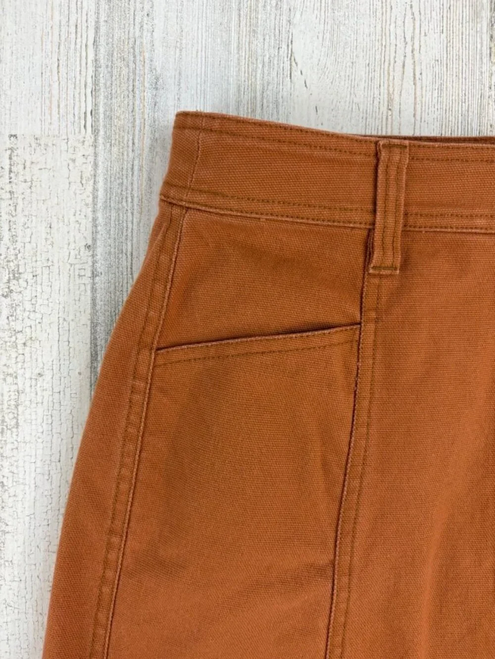 Madewell Button Front A-Line Pocket Mini Skirt Womens Size 4 Burnt Sienna - Picture 2 of 15